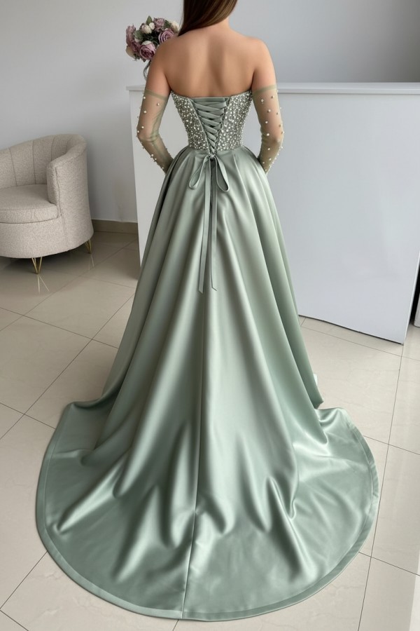 Seladongrün Abendkleider Lang Glitzer Ballkleider Abiballkleider Günstig