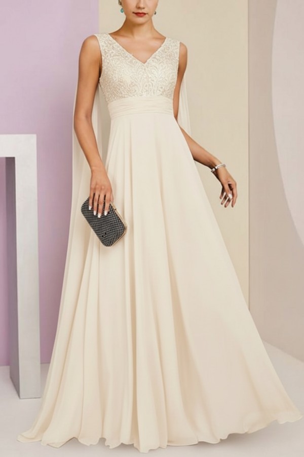 Brautmutterkleid Lang Blau Kleider für Brautmutter mit Ärmel