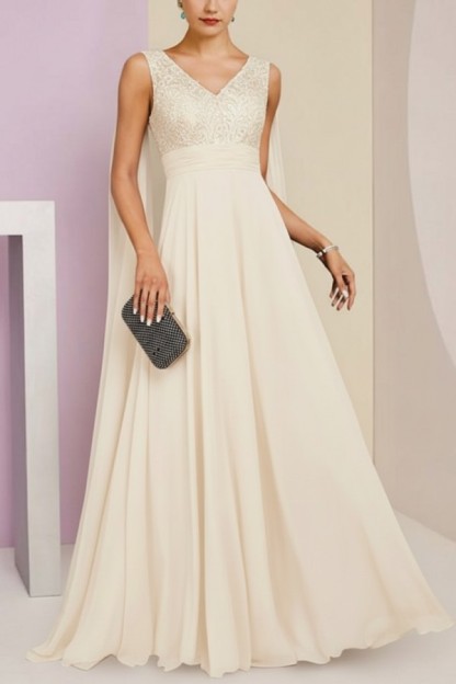 Brautmutterkleid Lang Blau Kleider für Brautmutter mit Ärmel