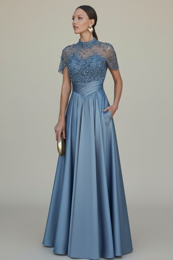 Dunkel Grüne Abendkleider Lang Glitzer Ballkleider mit Ärmel