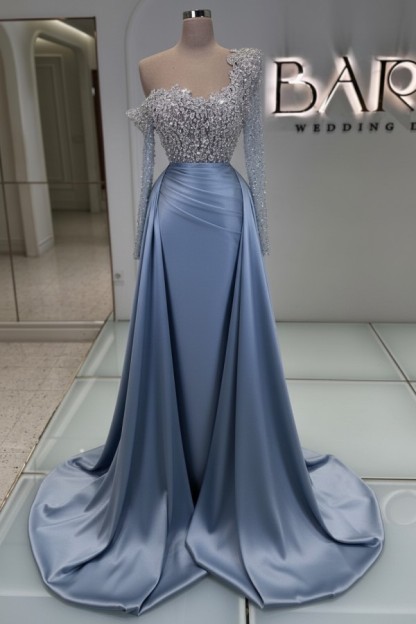 Luxus Ballkleider Lang Glitzer Abendkleider Abiballkleider mit Ärmel