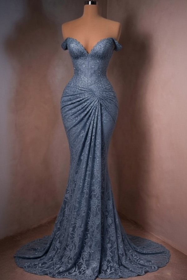 Sexy Abendkleid Lang Rot Spitze Ballkleider Meerjungfrau