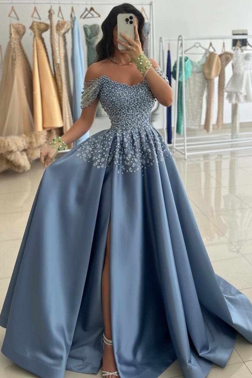 Günstige Abendkleider Lang Grün Ballkleider Abiballkleider mit Glitzer