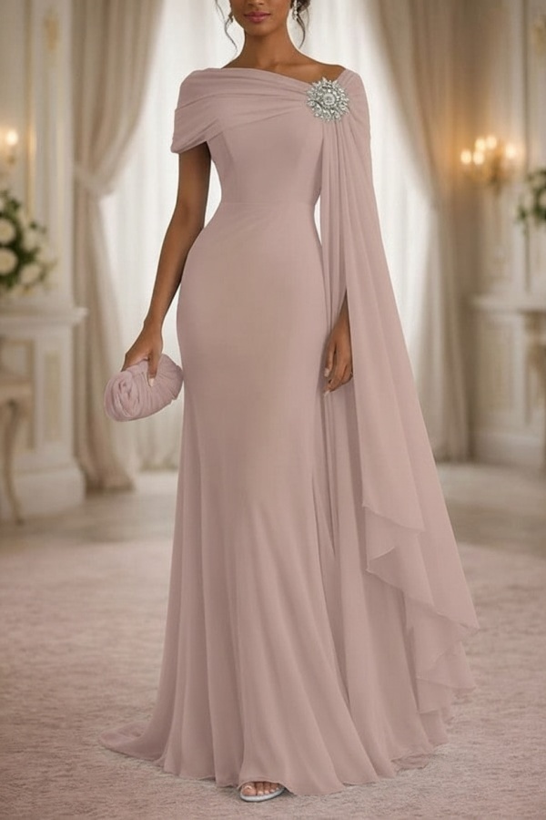 Champagner Brautmutterkleider Lang Chiffon Festliche Kleider Damen