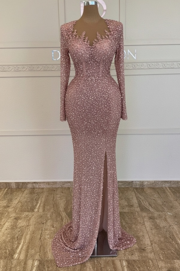 Grünes Ballkleid Lang Glitzer Abendkleid Mit Ärmel