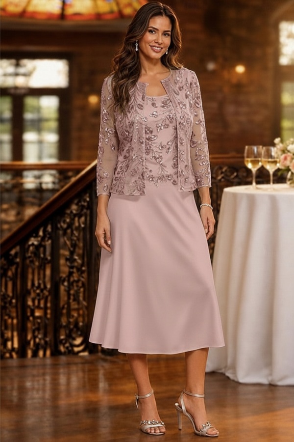 Salbeigrün Brautmutterkleider Kurz Glitzer Hochzeitspartykleider mit Spitze Jacke