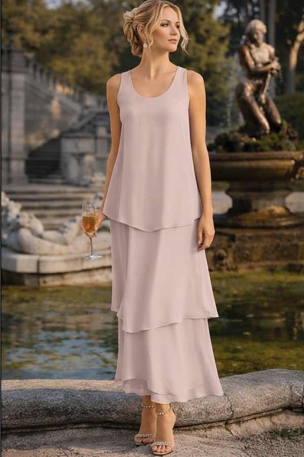 Himmel Blau Hochzeitspartykleider Lang Chiffon Festliche Kleider Brautmutter