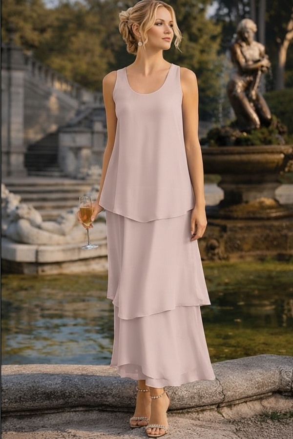 Himmel Blau Hochzeitspartykleider Lang Chiffon Festliche Kleider Brautmutter