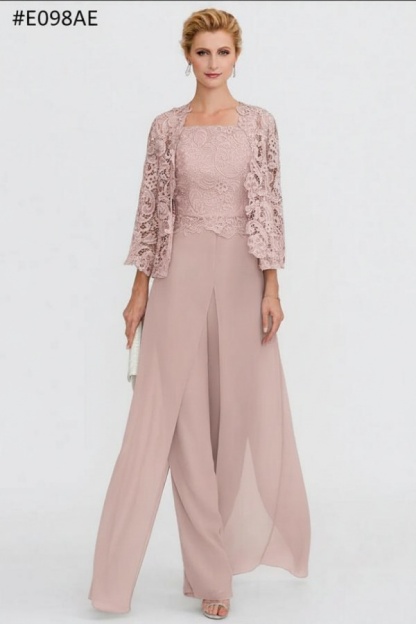 Elegante Brautmutterkleider Lang Günstig | 2 Teilig Brautmutterkleid mit Bolero