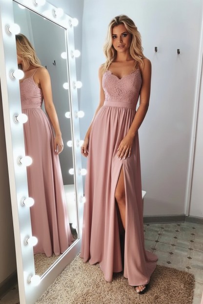 Schlichtes Abendkleid Lang | Abiballkleider Mit Spitze
