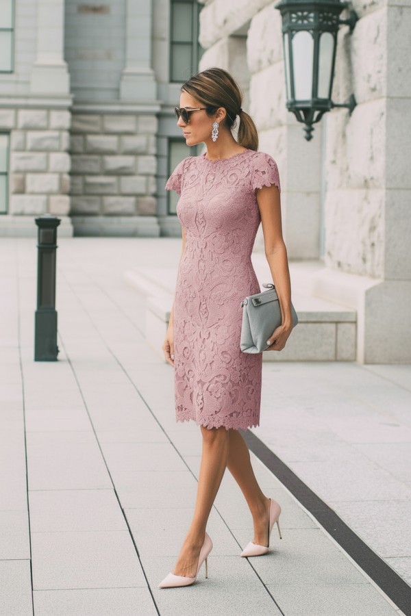 Rosa Cocktailkleider Kurz Mit Ärmel Etuikleid Partykleider Abiballkleider