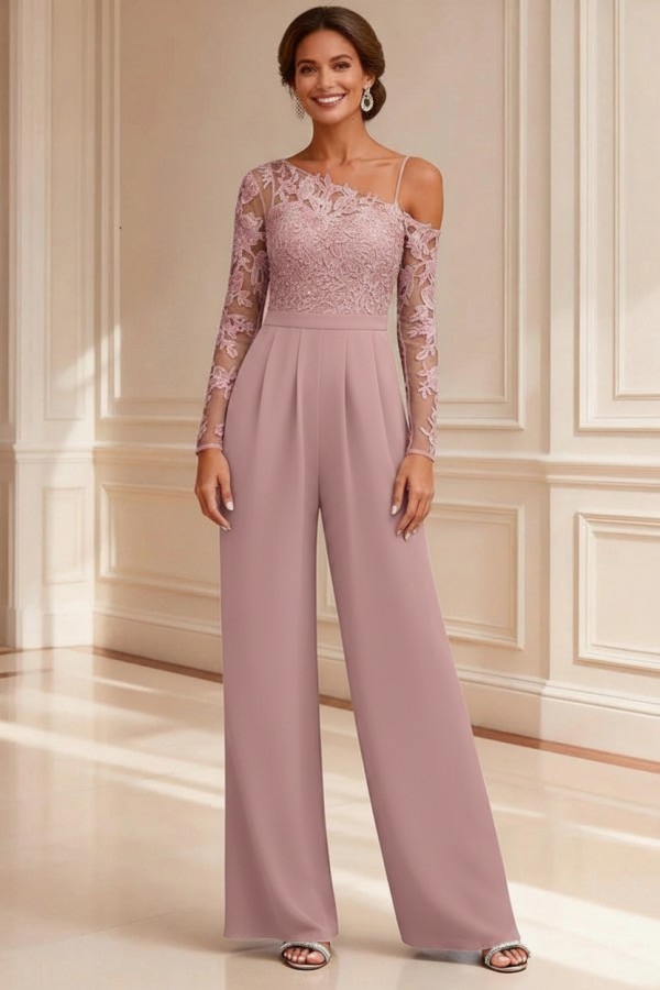 Festliche Mutter Hosenanzüge Spitze Hochzeitspartykleider Brautmutter