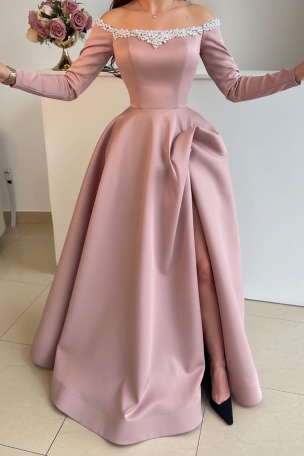 Elegante Abendkleider Lang Schwarz | Abiballkleider mit Ärmel