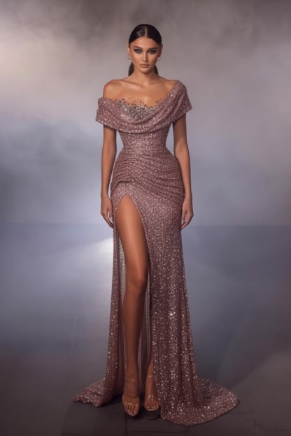 Elegante Abendkleider Lang Glitzer | Luxus Abiballkleider Online