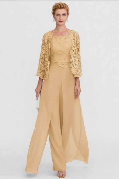 Elegante Brautmutterkleider Lang Günstig | 2 Teilig Brautmutterkleid mit Bolero