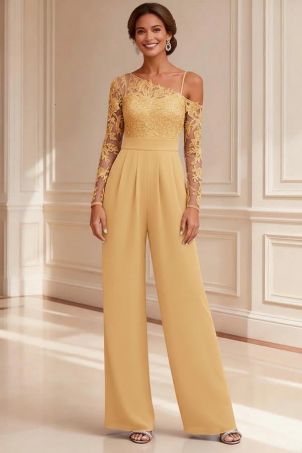 Festliche Mutter Hosenanzüge Spitze Hochzeitspartykleider Brautmutter