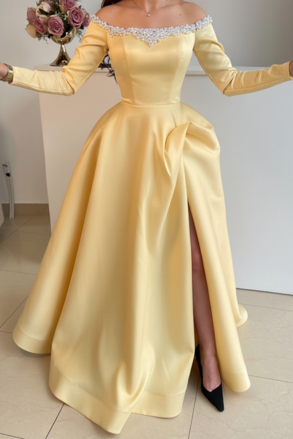 Elegante Abendkleider Lang Schwarz | Abiballkleider mit Ärmel