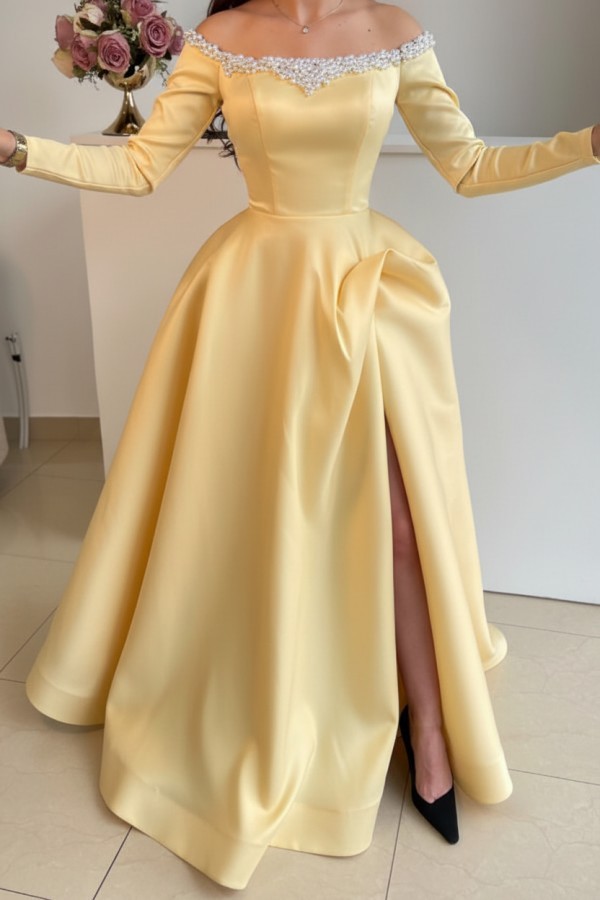 Elegante Abendkleider Lang Schwarz | Abiballkleider mit Ärmel