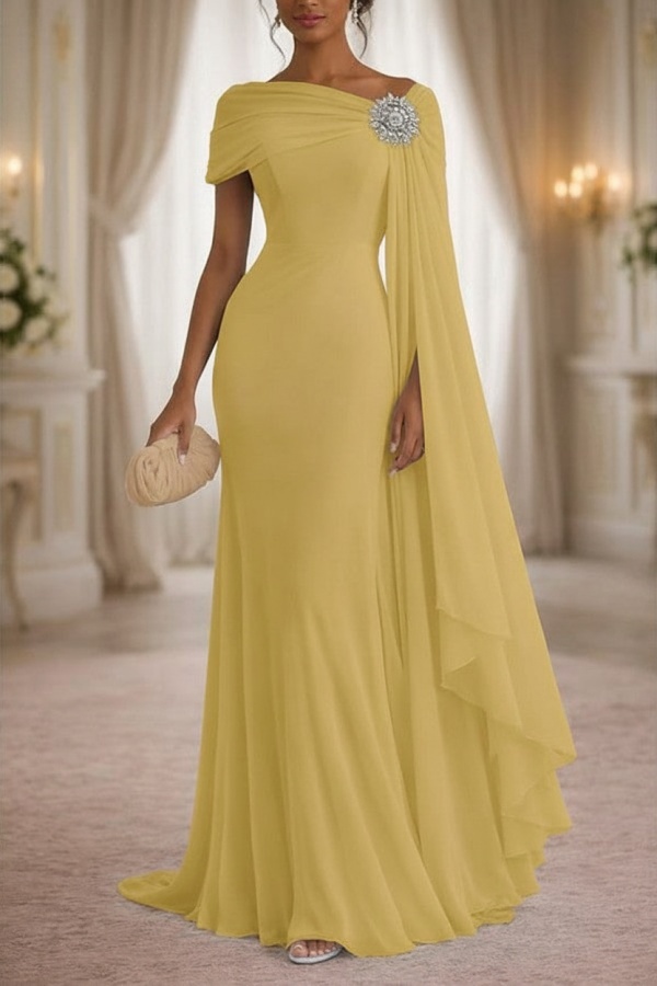 Champagner Brautmutterkleider Lang Chiffon Festliche Kleider Damen