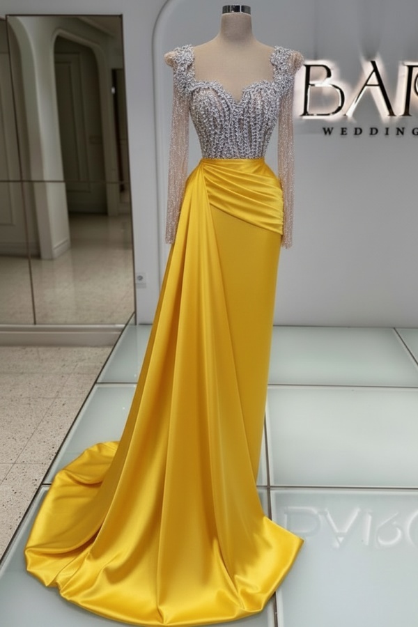 Extravagante Abendkleider Lang Purpur | Abiballkleider mit Glitzer Ärmel