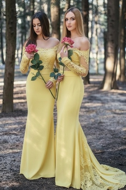 Weinrot Brautjungfernkleider Lang Günstig | Chiffon Spitze Kleider Online