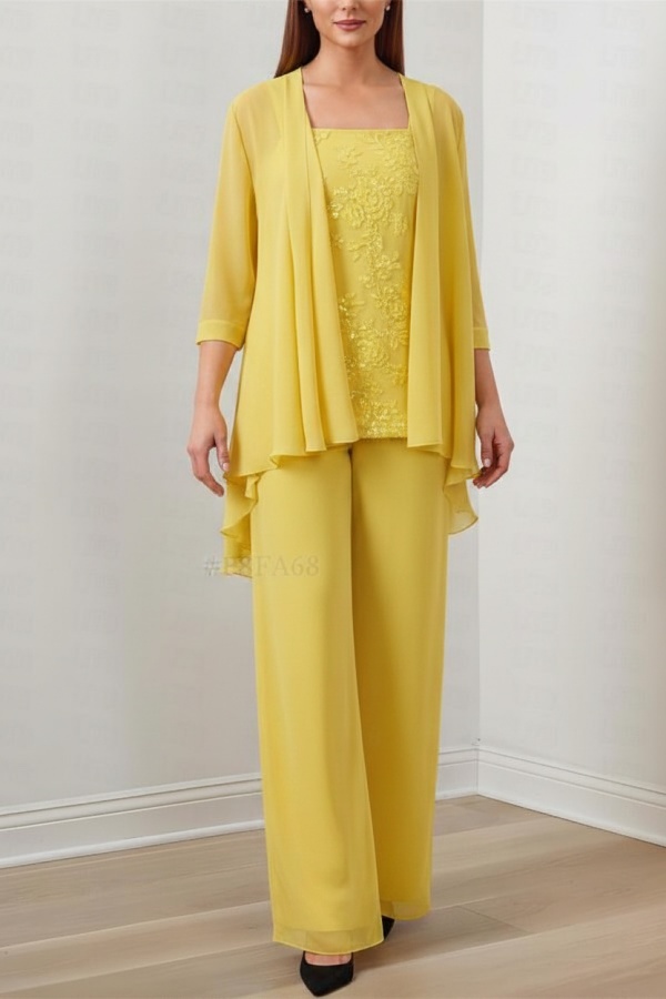 Chiffon Brautmutter Hosenanzug Festliche Hosenanzüge Lang mit Jacket