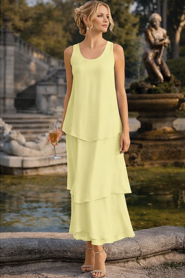 Himmel Blau Hochzeitspartykleider Lang Chiffon Festliche Kleider Brautmutter