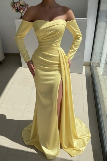 Red Evening Dress Long Simple Ball Gowns With Sleeves
