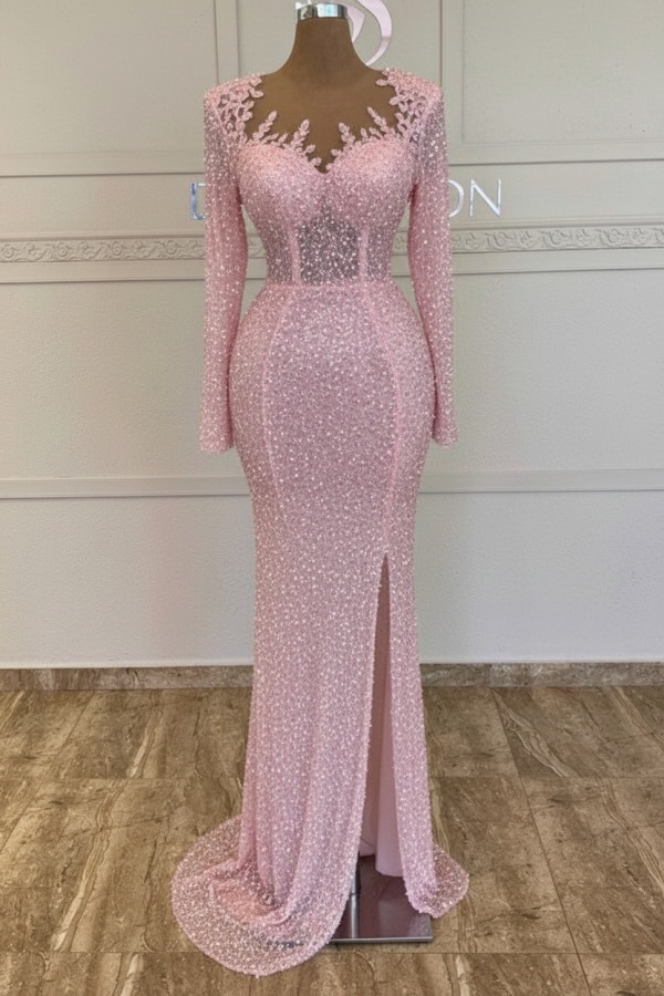 Grünes Ballkleid Lang Glitzer Abendkleid Mit Ärmel