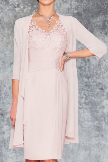 Mint Brautmutterkleid Kurz Chiffon | Kurze Brautmutterkleider mit Jacke