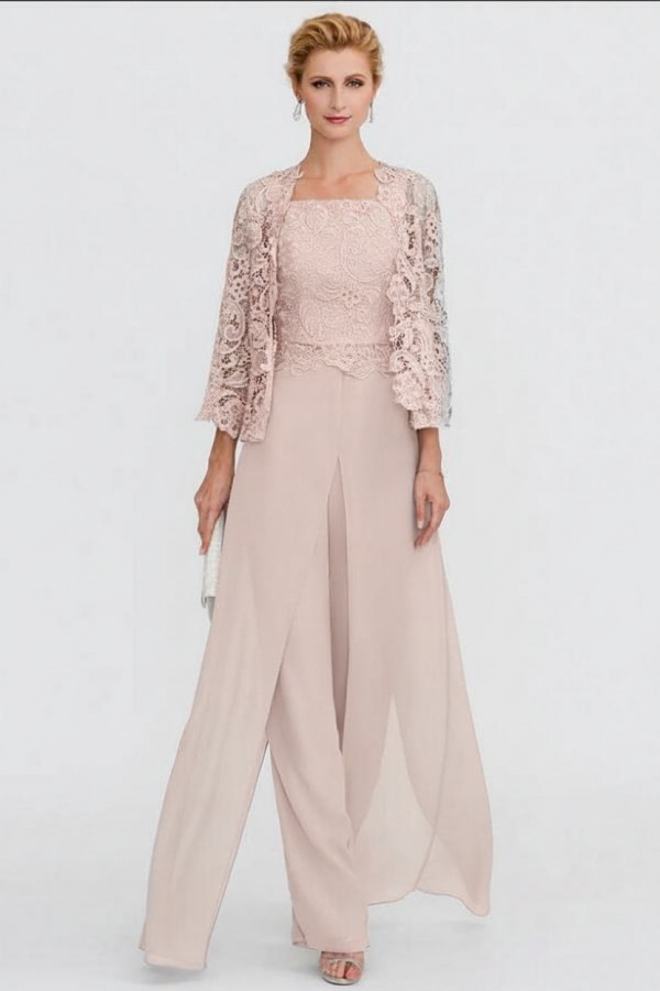 Elegante Brautmutterkleider Lang Günstig | 2 Teilig Brautmutterkleid mit Bolero