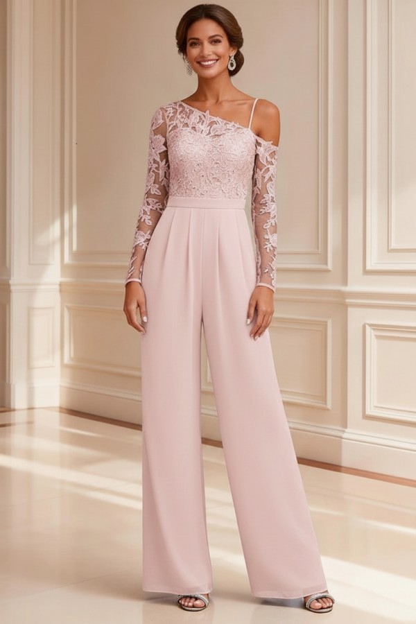 Festliche Mutter Hosenanzüge Spitze Hochzeitspartykleider Brautmutter