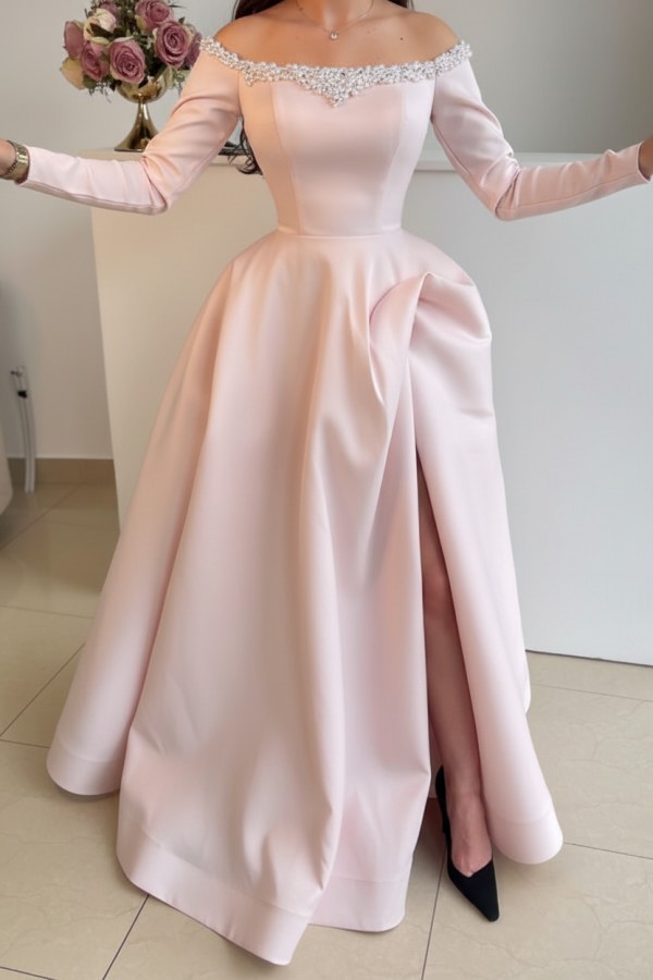 Elegante Abendkleider Lang Schwarz | Abiballkleider mit Ärmel