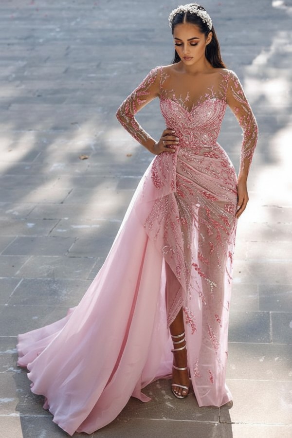 Blaues Abendkleid Lang Glitzer | Abiballkleider Spitze Mit Ärmel