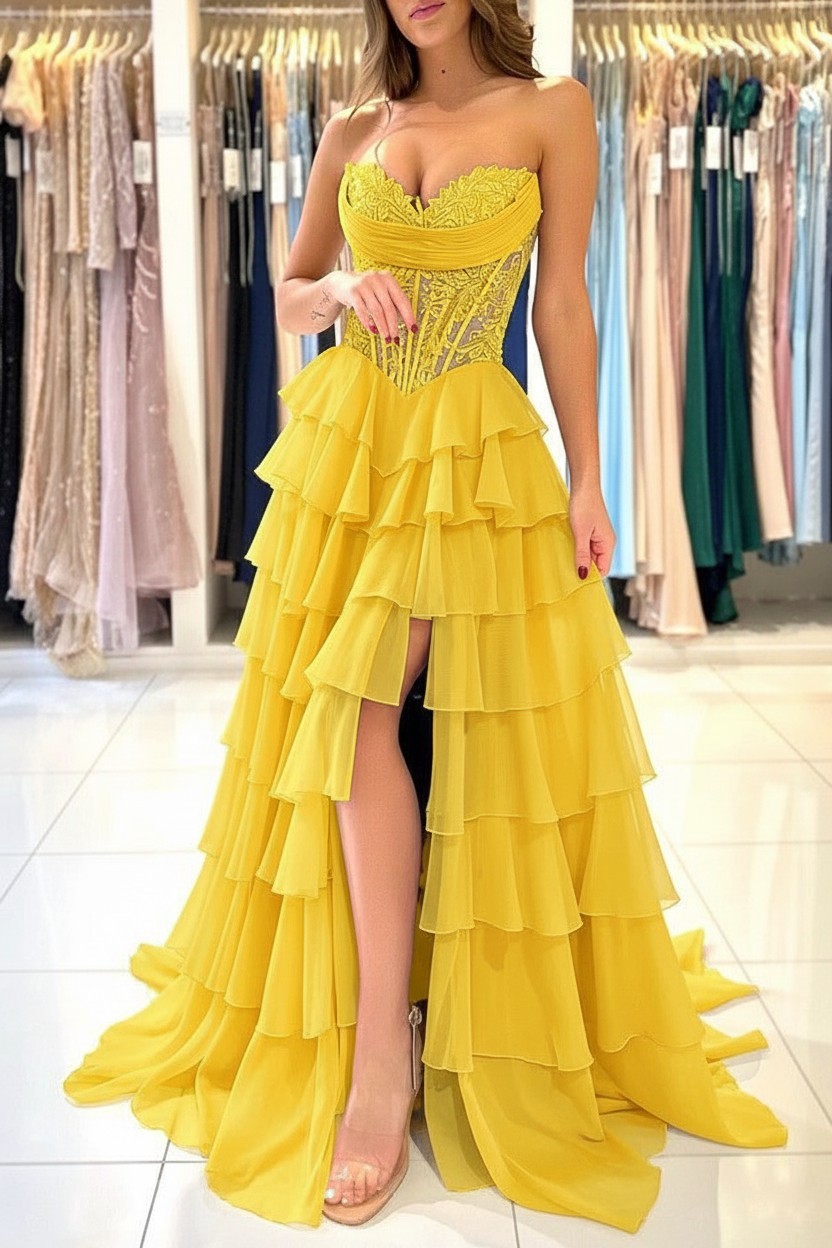 Elegante Abendkleider Lang Blau Ballkleider Mit Spitze