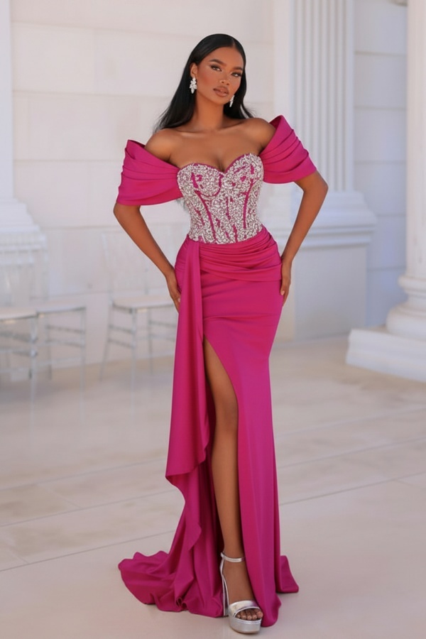 Sexy Abendkleider Lang Rosa | Abiballkleider mit Glitzer