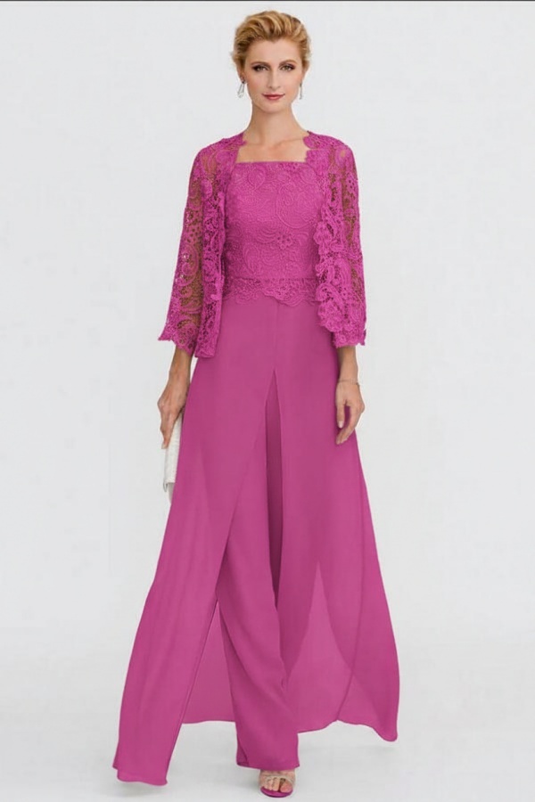 Elegante Brautmutterkleider Lang Günstig | 2 Teilig Brautmutterkleid mit Bolero