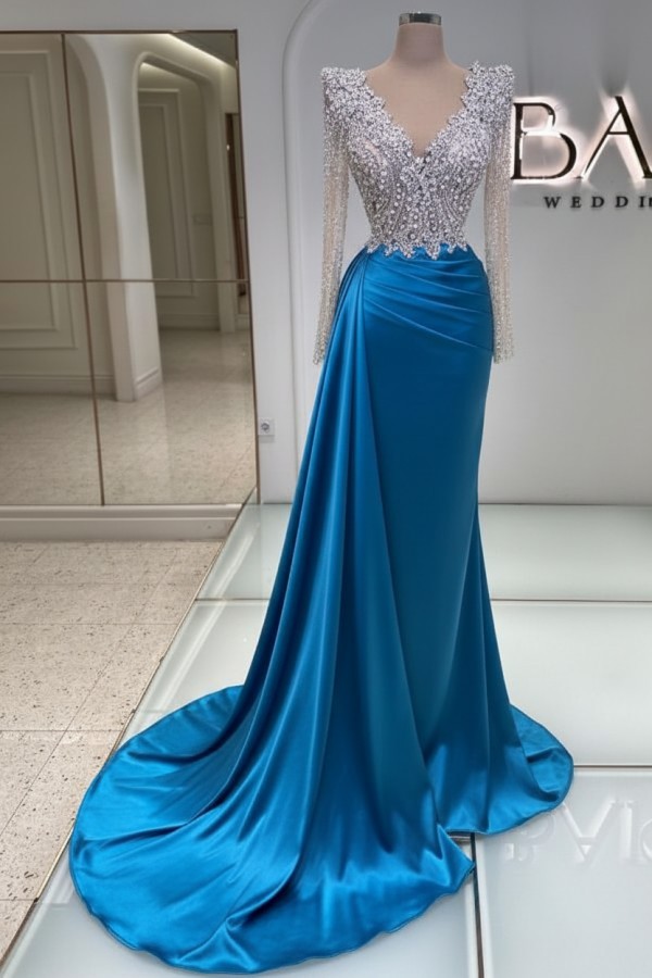 Schwarze Abendkleider Lang Glitzer | Abiballkleider V Ausschnitt