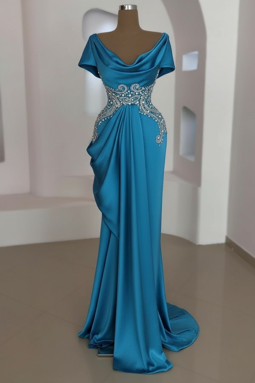 Schlichte Abendkleider Lang Silber | Gunstige Abiballkleider Mit Glitzer | Babyonlinedress.de