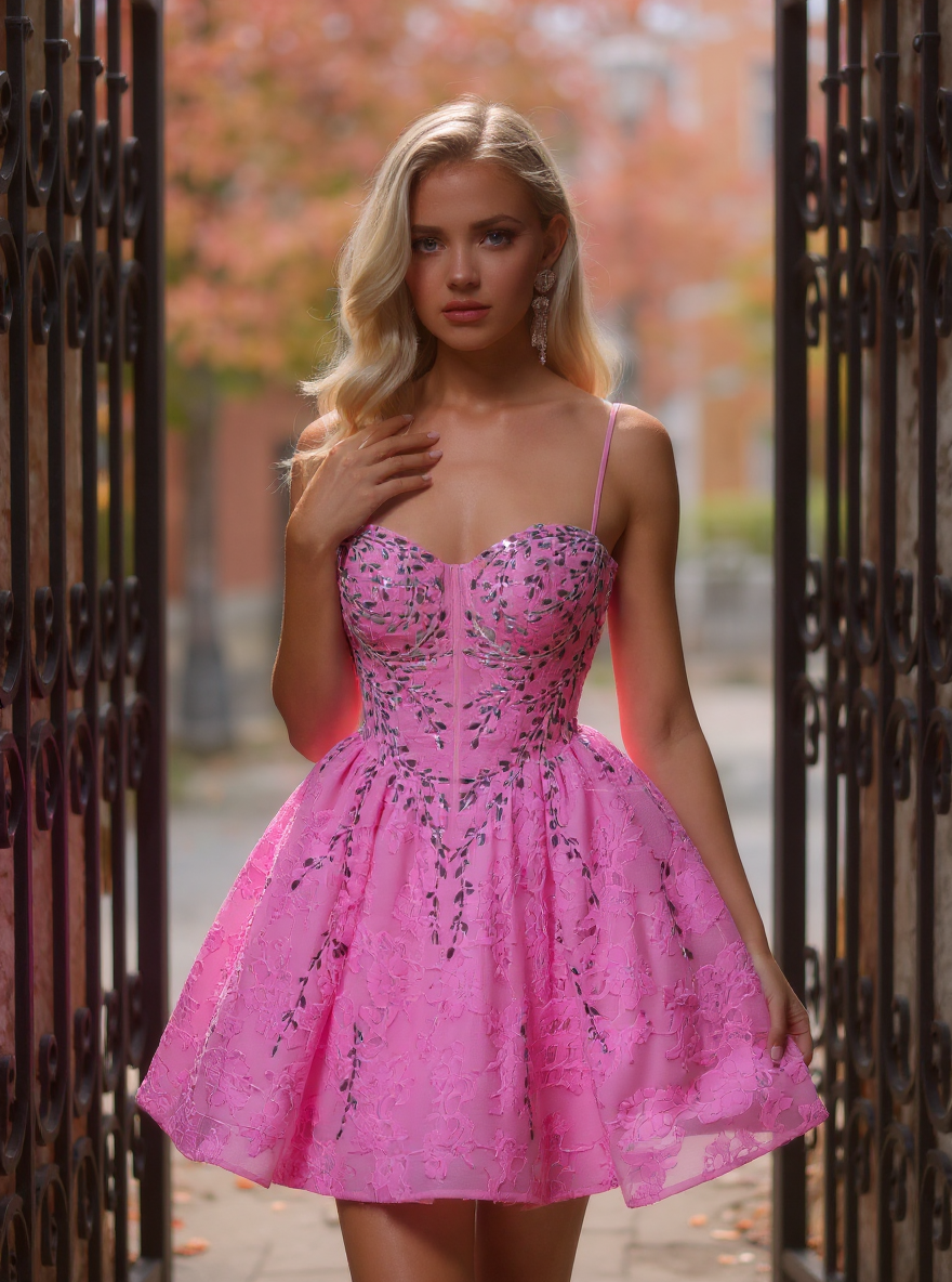 Fuchisa Cocktailkleider Partykleider Spitze Ballkleider Kurz Günstig-babyonlinedressde