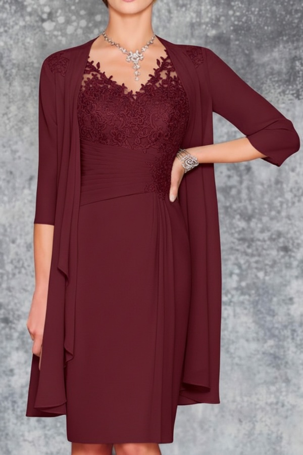 Mint Brautmutterkleid Kurz Chiffon | Kurze Brautmutterkleider mit Jacke
