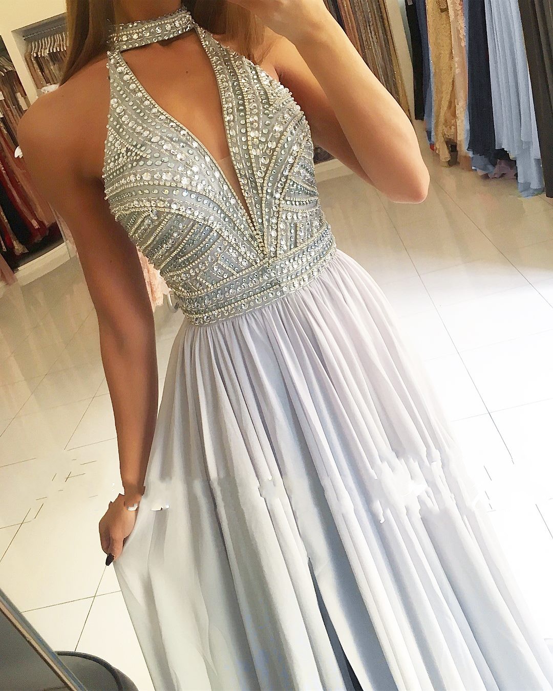 Elegante Abendkleider Lang Chiffon Abiballkleider Abendmoden Günstig Online