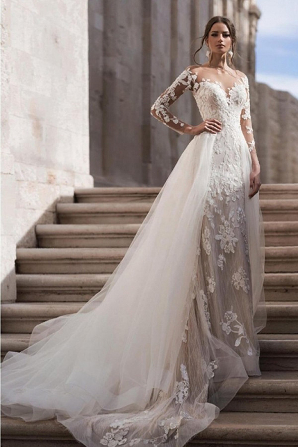 Günstige Hochzeitskleider A Linie | Brautkleid Spitze Kaufen