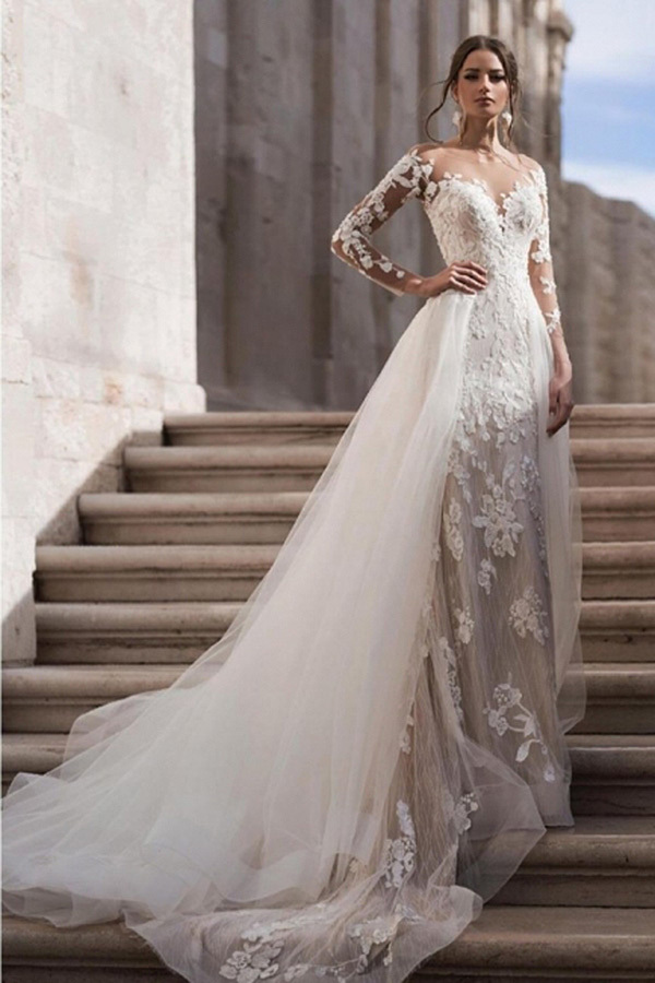 Günstige Hochzeitskleider A Linie | Brautkleid Spitze Kaufen