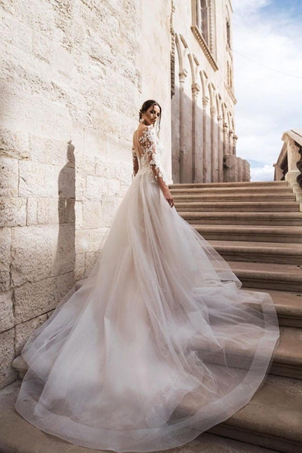 Günstige Hochzeitskleider A Linie | Brautkleid Spitze Kaufen