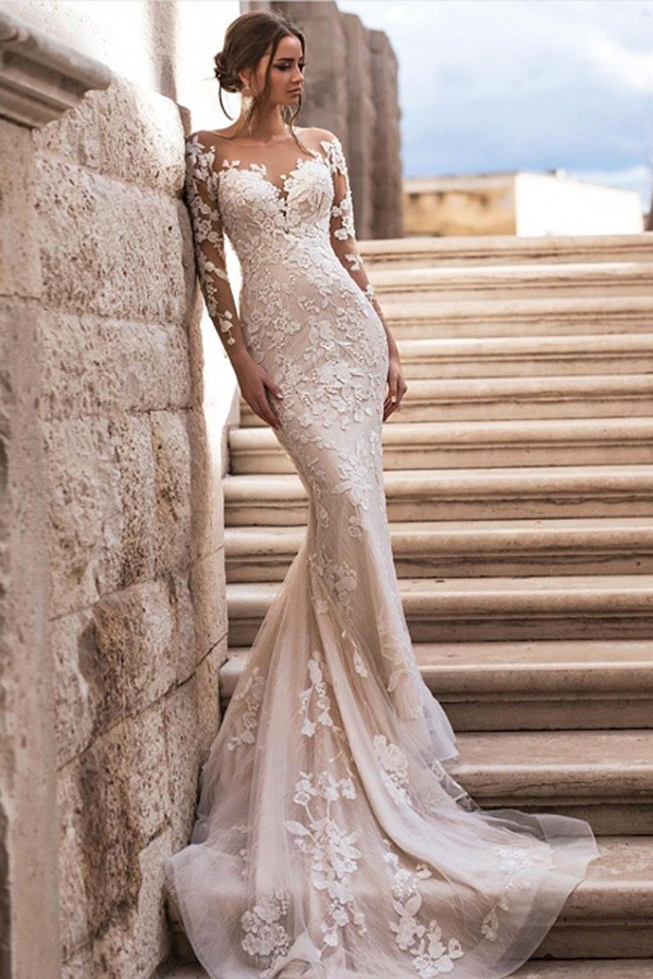 Günstige Hochzeitskleider A Linie | Brautkleid Spitze Kaufen