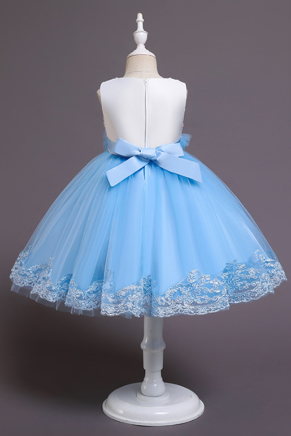 Schöne Blaue Blumenmädchendkleider | Kinder Kleider Günstig