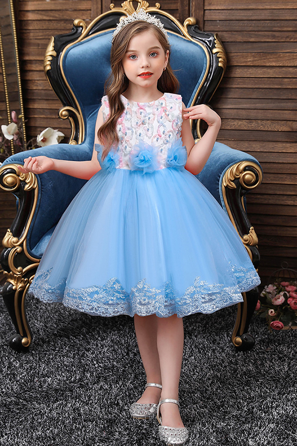 Schöne Blaue Blumenmädchendkleider | Kinder Kleider Günstig-babyonlinedressde