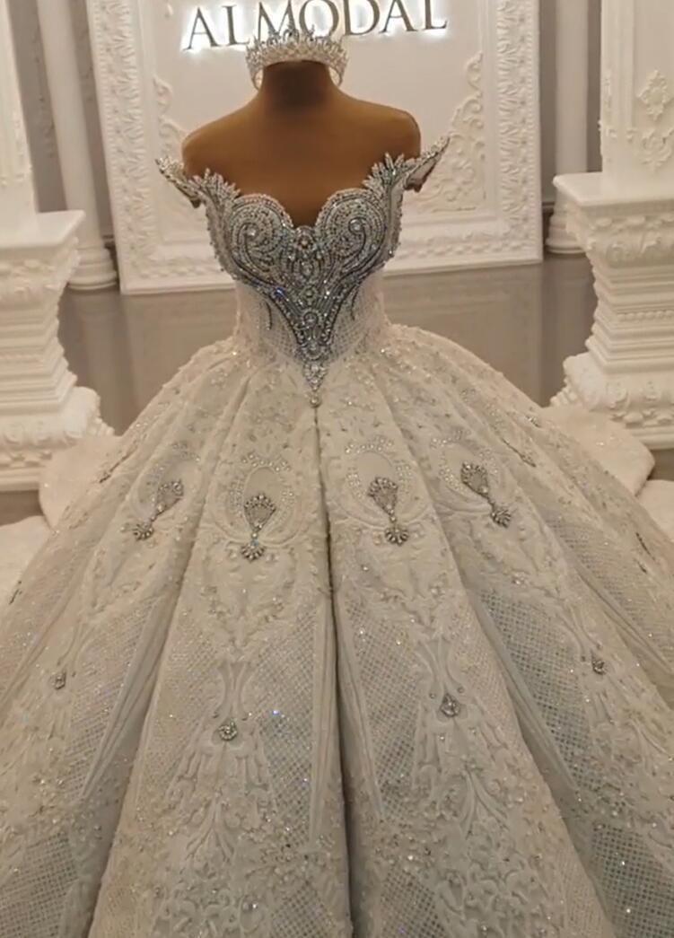 Luxurious Weiße Brautkleider Spitze Prinzessin Hochzeitskleider Brautmoden-babyonlinedressde