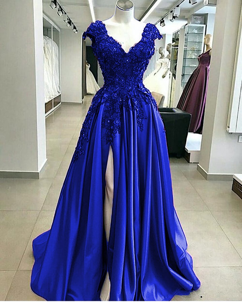 Designer Abendkleider Blau | Abiballkleider Lang Günstig Online